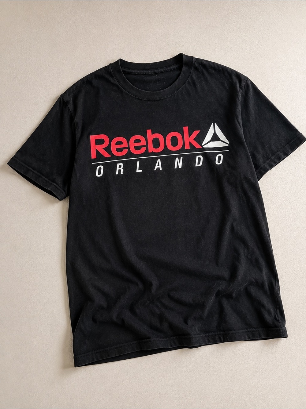 Vintage Y2K REEBOK Orlando Graphic Logo Tee Black Streetwear T Shirt XL
